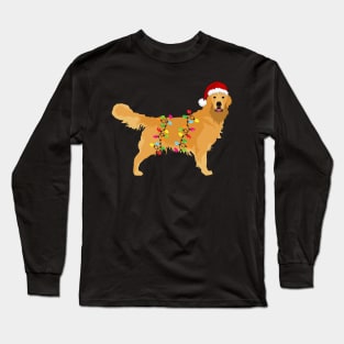 Golden Retriever Holiday Christmas Light - Golden Retriever Christmas in Santa Hat Holiday Santa Dog Long Sleeve T-Shirt